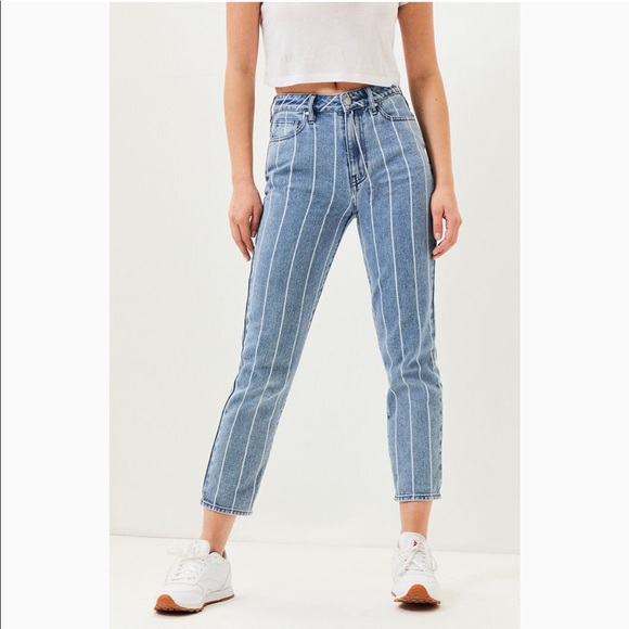 PacSun Denim - PacSun Window Pane Pin Striped Mom Jeans